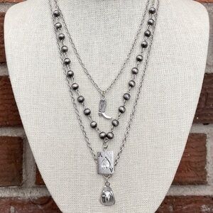 Ace of Spades Necklace Set with Spaced Navajo Style Pearls